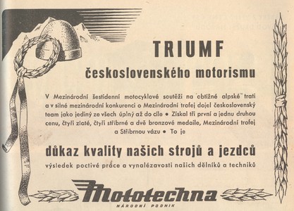 Svět motorů 1952 - reklama